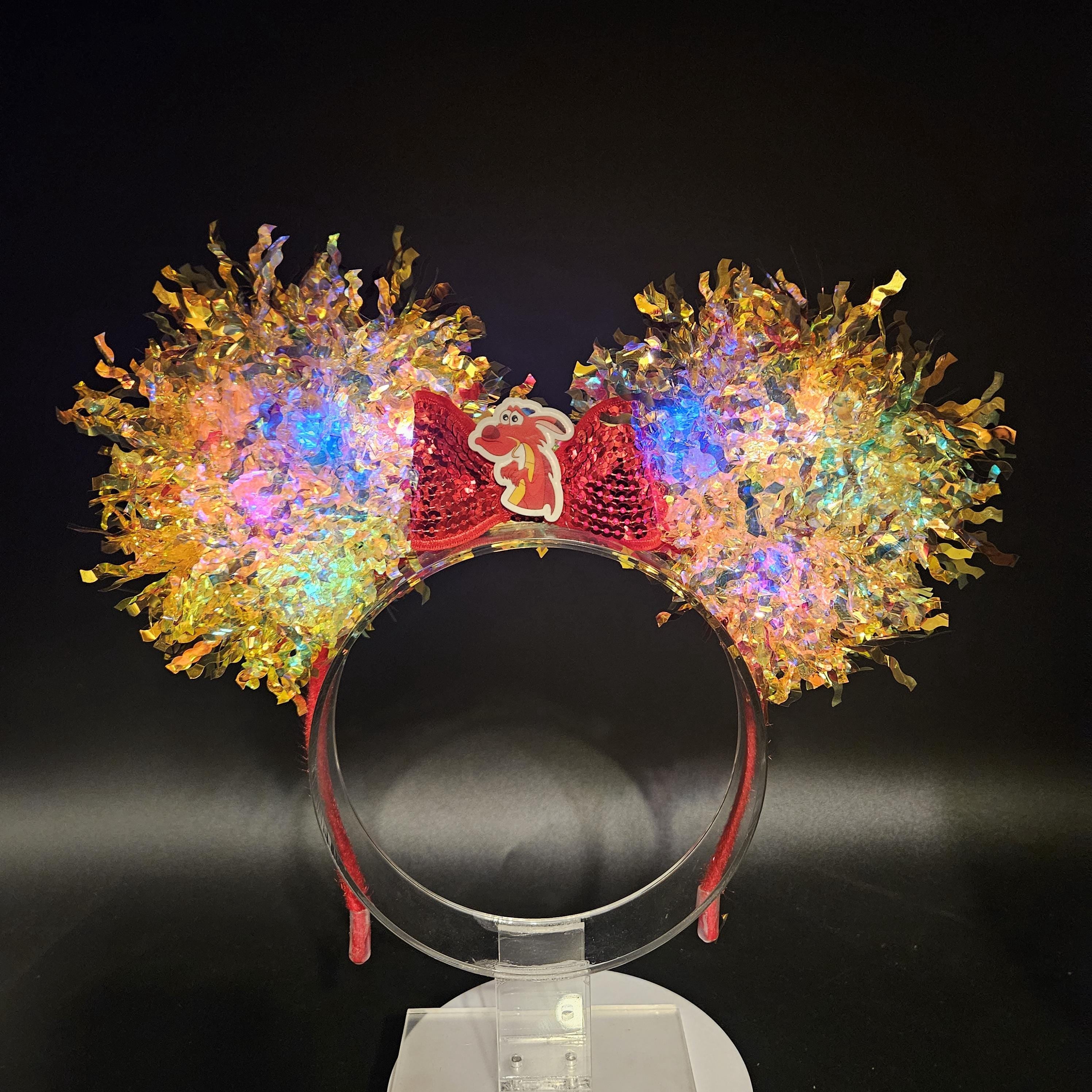 Mushu Mickey Ears: Light Up Mulan Dragon Friend Iridescent Park Headband