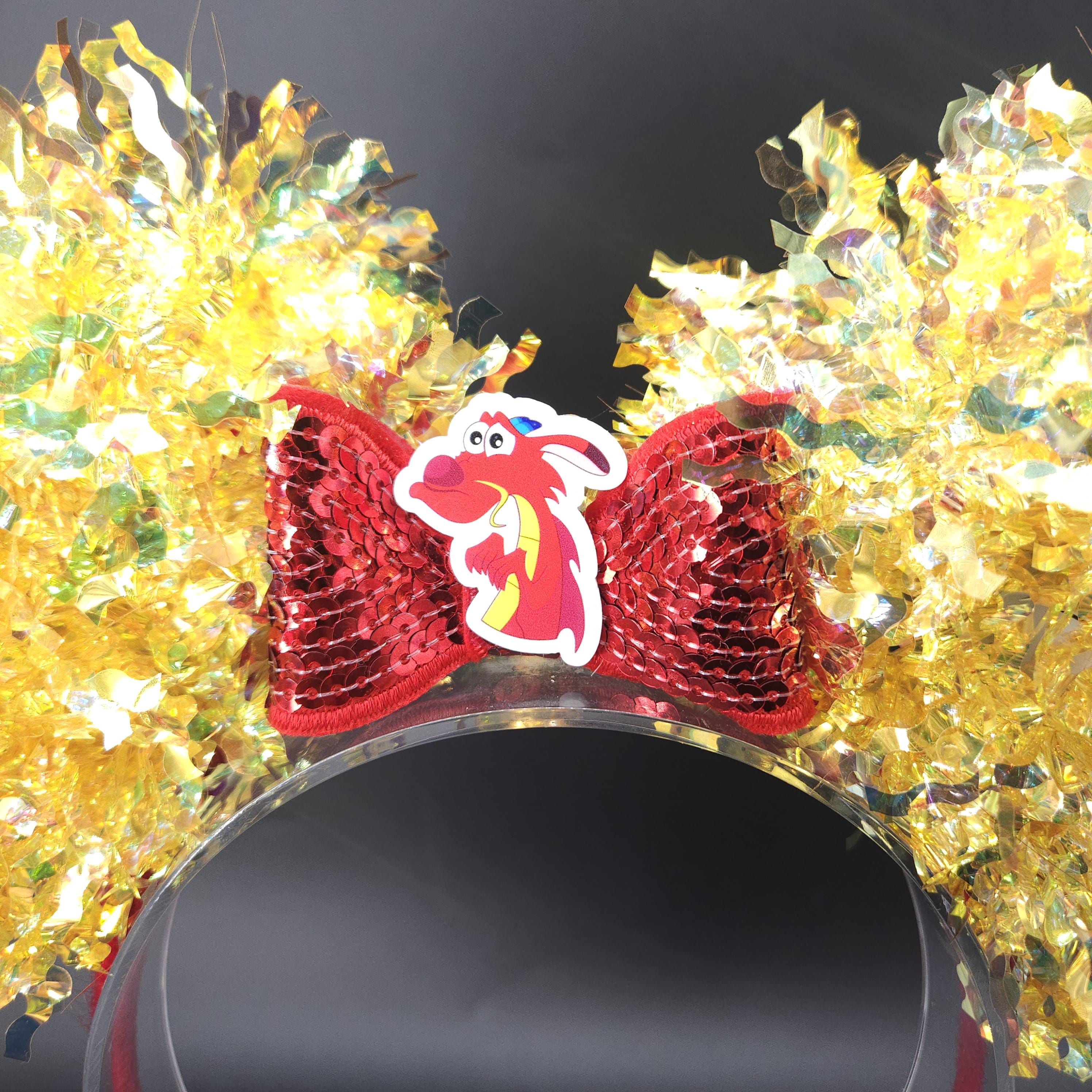 Mushu Mickey Ears: Light Up Mulan Dragon Friend Iridescent Park Headband