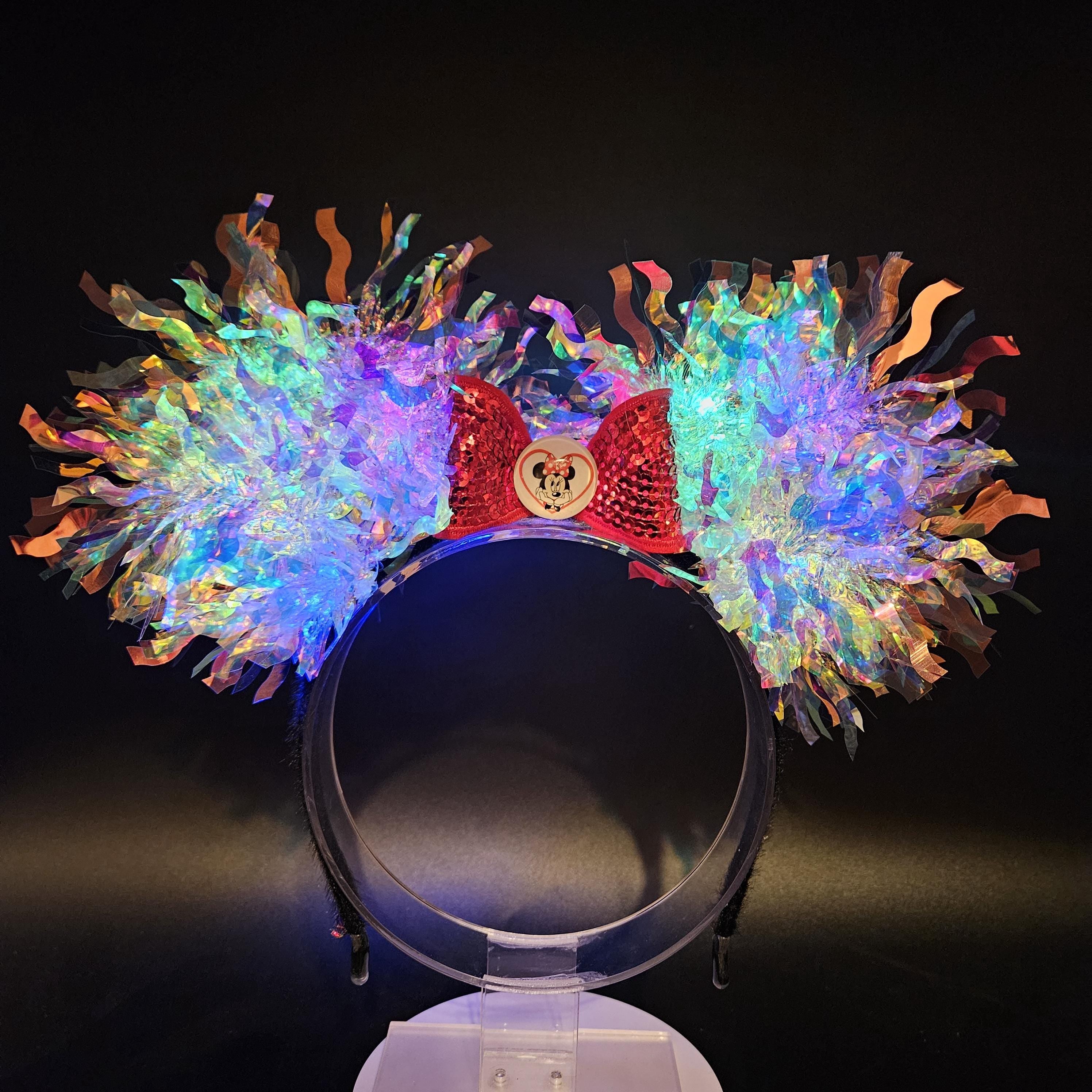 Light Up Minnie Ears, Iridescent Holographic Mickey Headband