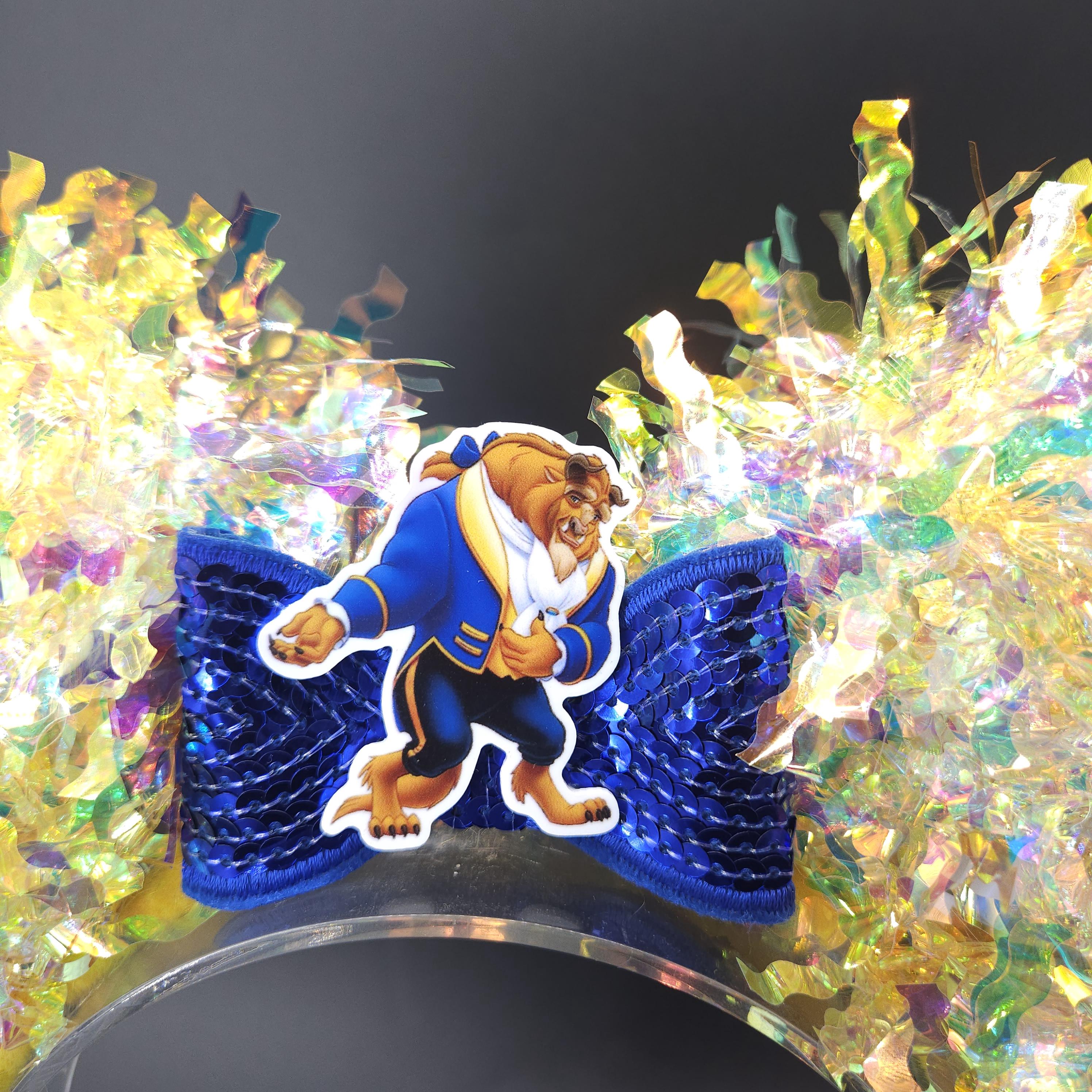 The Beast Mickey Ears: Iridescent Princess Belle, Yellow and Blue Park Headband