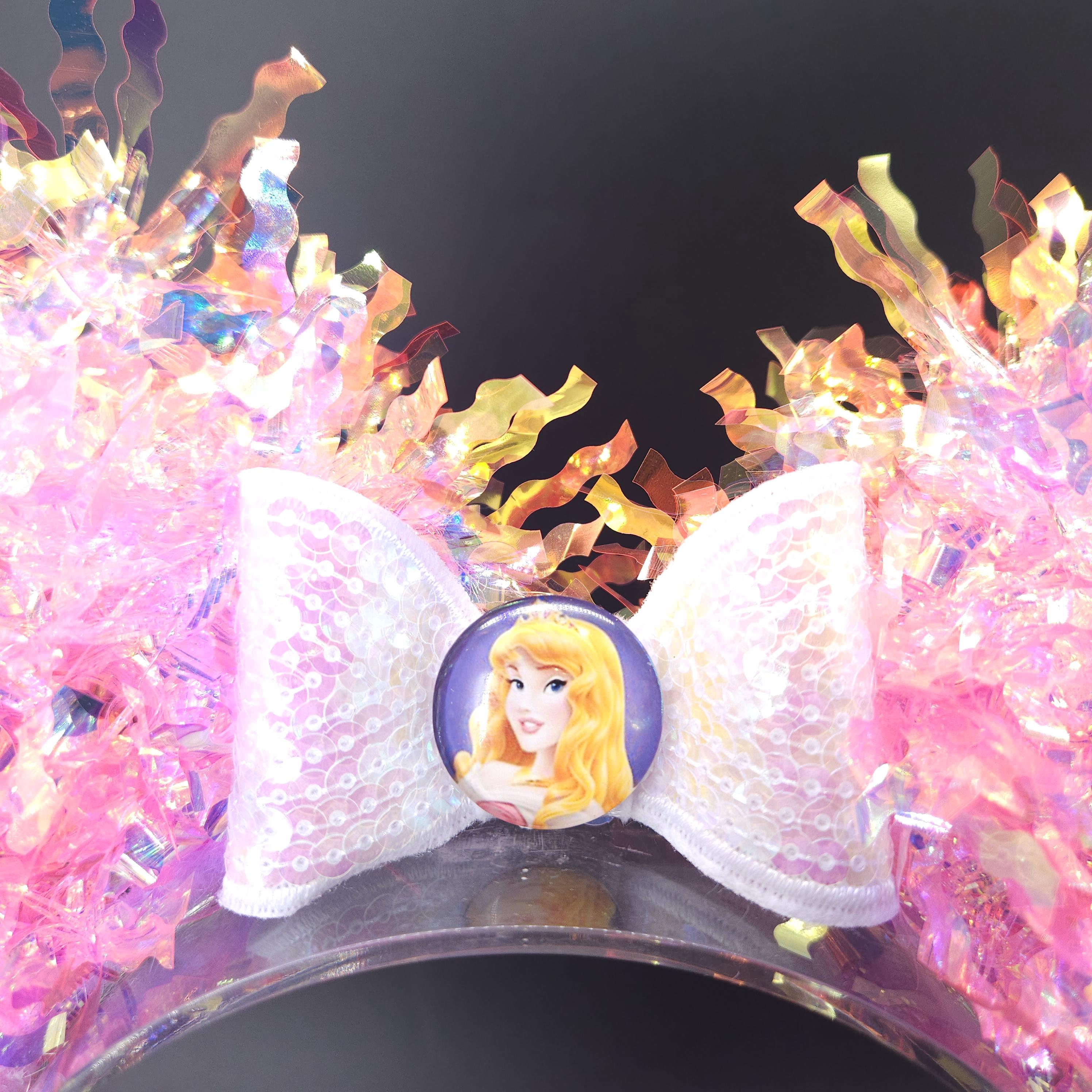 Sleeping Beauty Ears: Light Up Aurora Princess Iridescent Mickey Headband