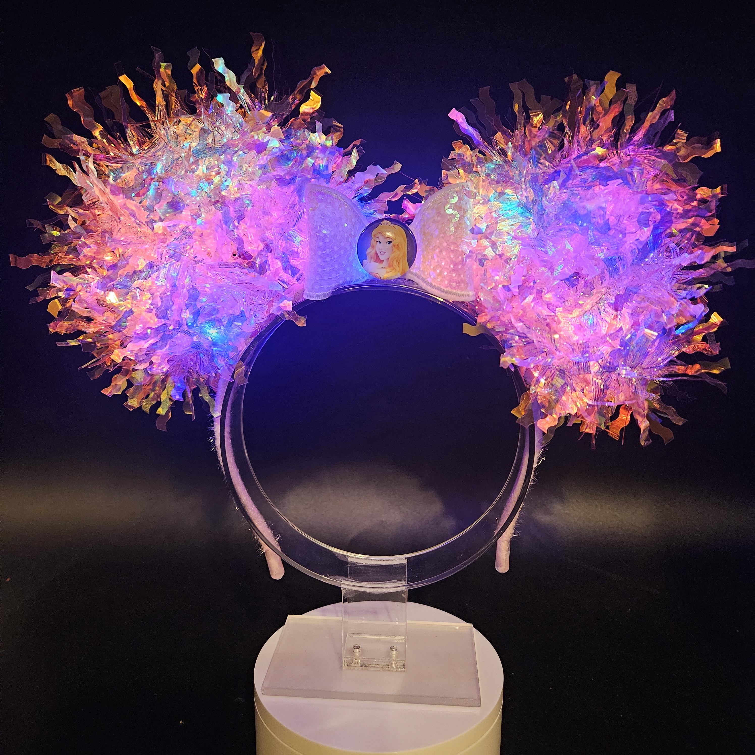 Sleeping Beauty Ears: Light Up Aurora Princess Iridescent Mickey Headband