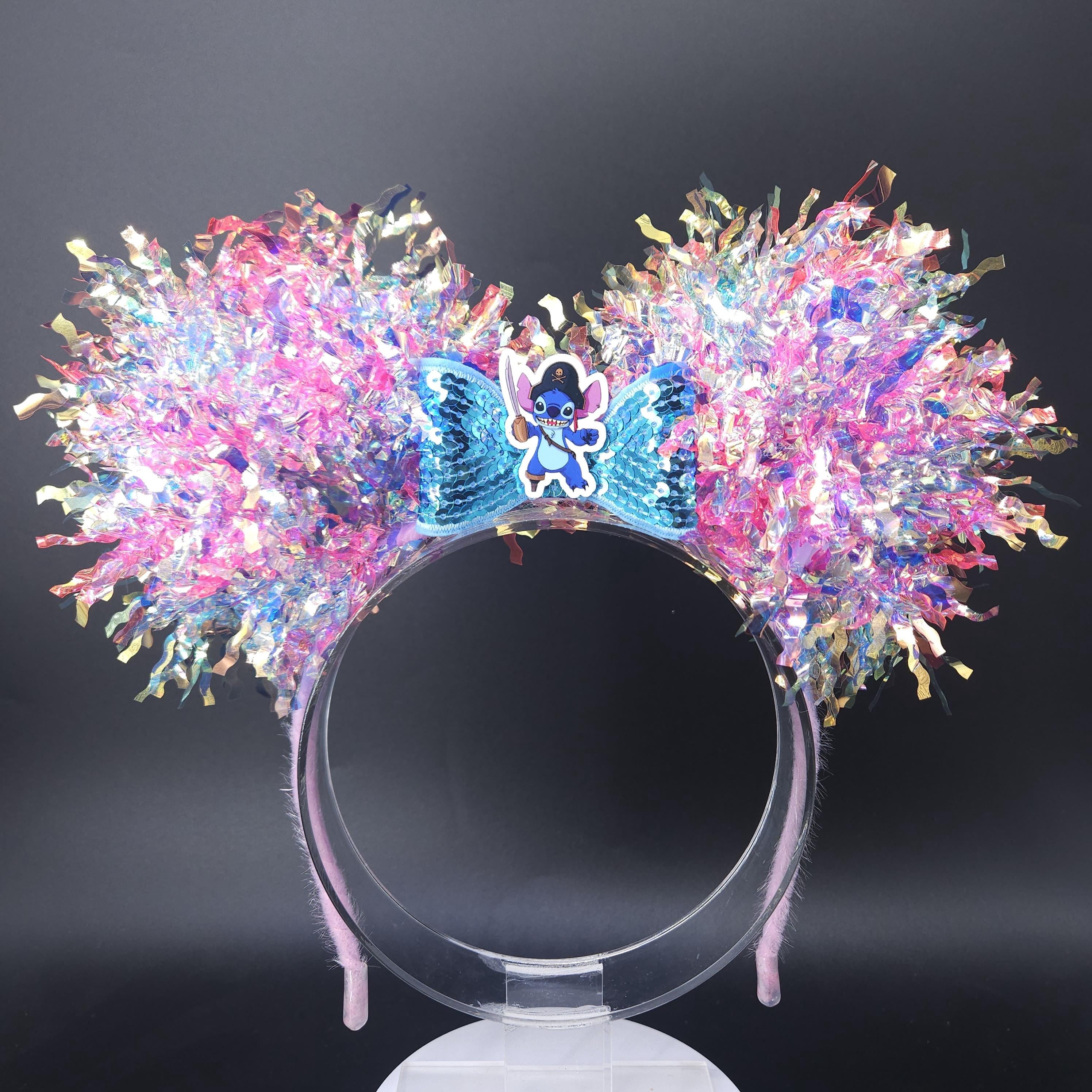 Stitch Pirate Mickey Ears: Light Up Iridescent Cruise Party Mouse Headband