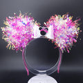 Pink Pirate Mickey Ears: Light Up Iridescent Cruise Party Mouse Headband