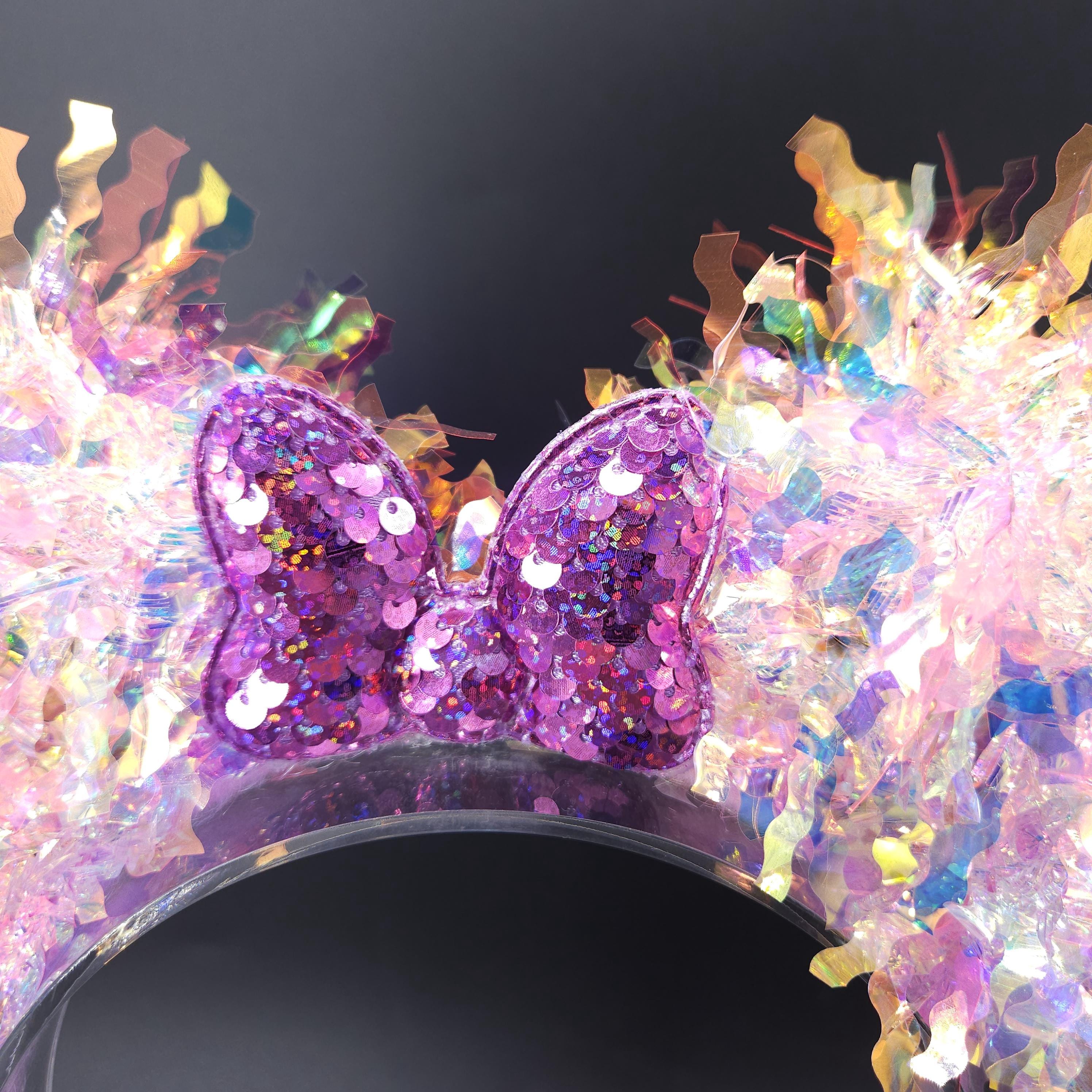 Pink Mickey Ears: Light Up Iridescent Minnie Bow Headband