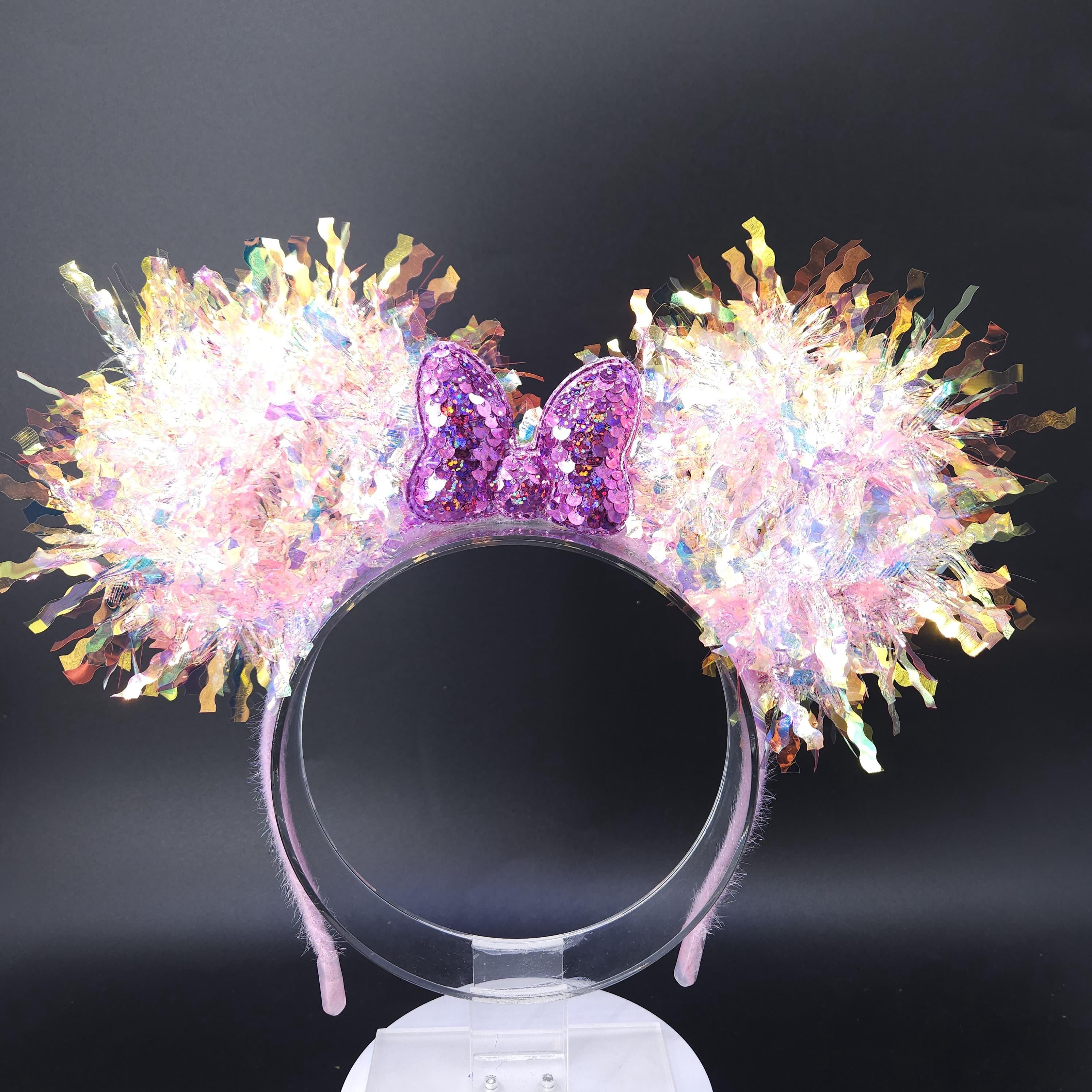 Pink Mickey Ears: Light Up Iridescent Minnie Bow Headband
