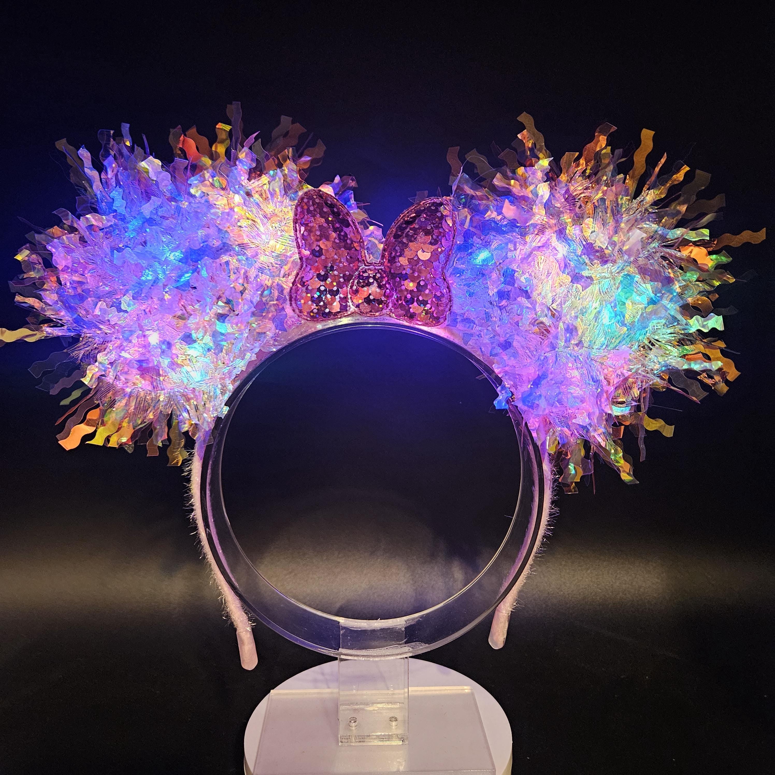 Pink Mickey Ears: Light Up Iridescent Minnie Bow Headband