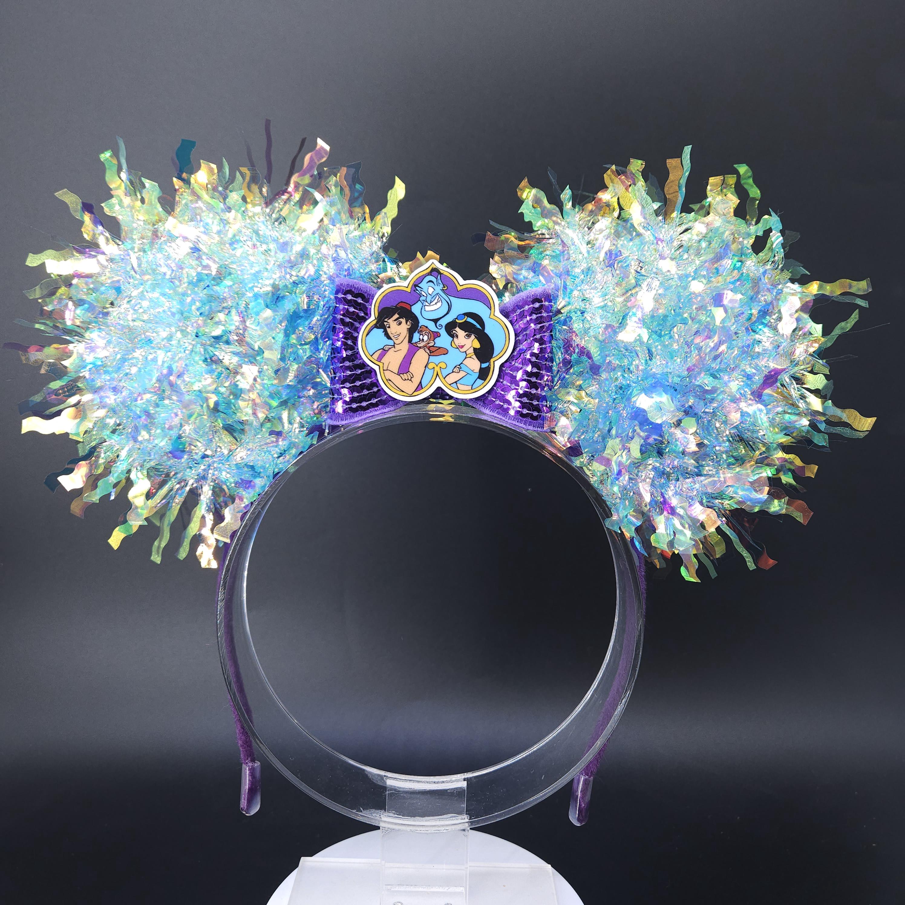 Aladdin Inspired Light Up Ears Headband, Holographic Iridescent Theme Park Accessory