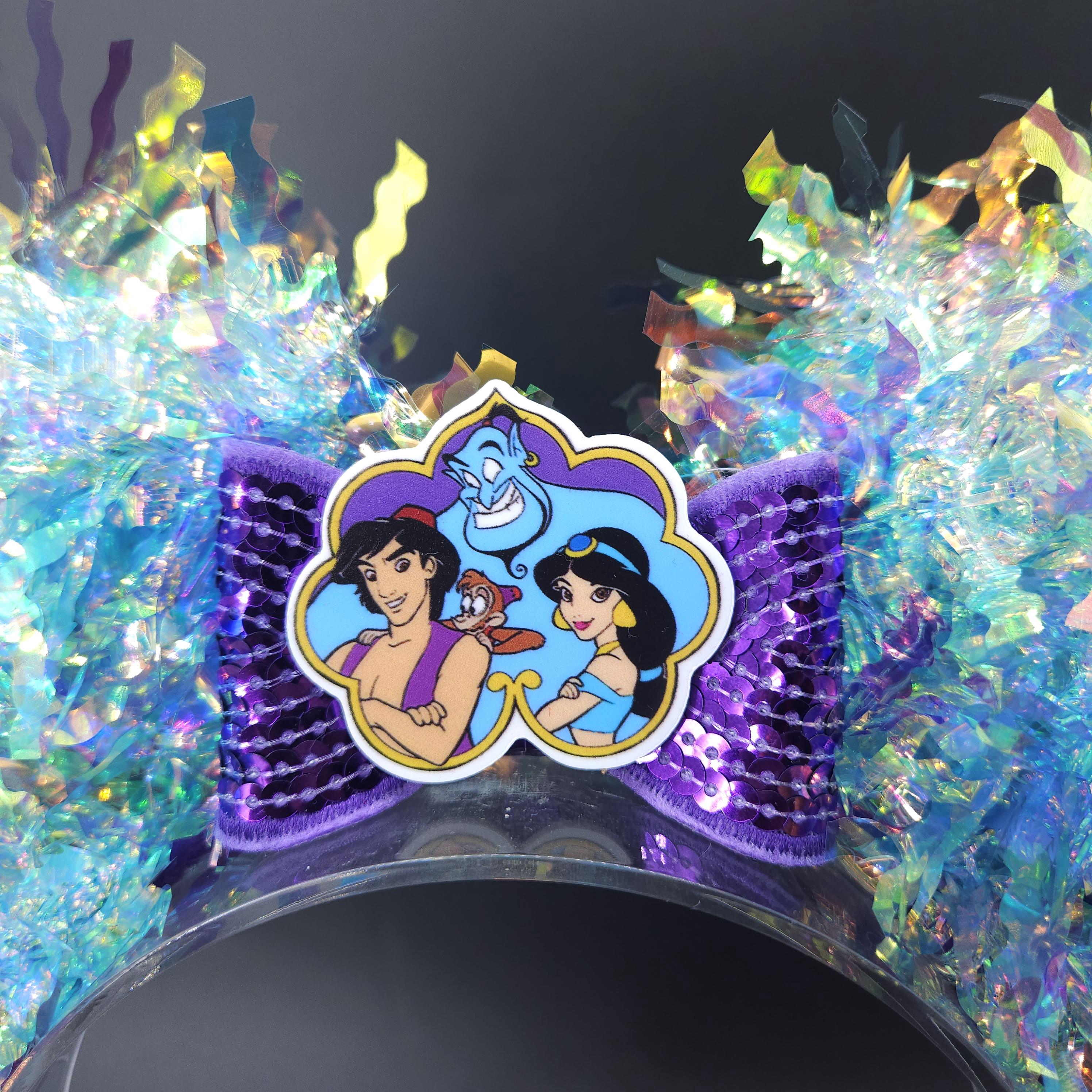 Aladdin Inspired Light Up Ears Headband, Holographic Iridescent Theme Park Accessory