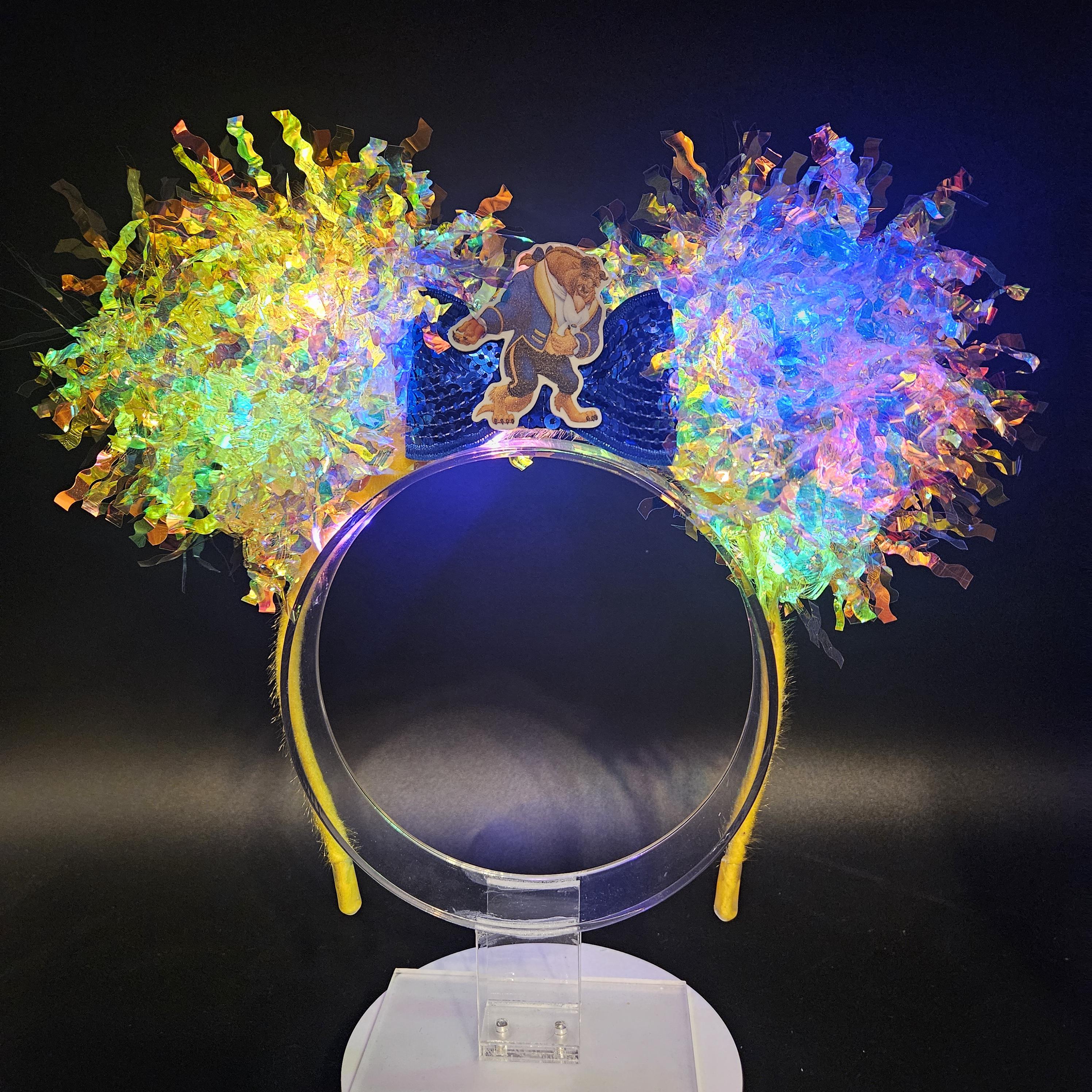 The Beast Mickey Ears: Iridescent Princess Belle, Yellow and Blue Park Headband