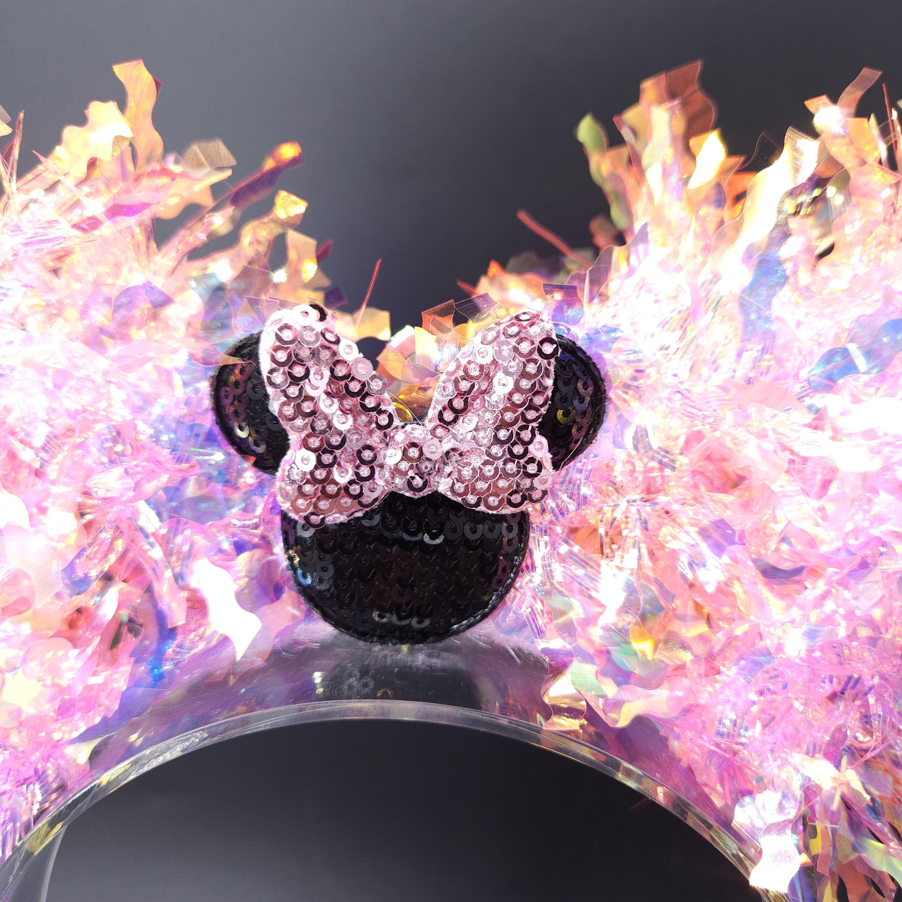 Pink Sequin Minnie Ears: Light Up Mickey Park Accessory Headband