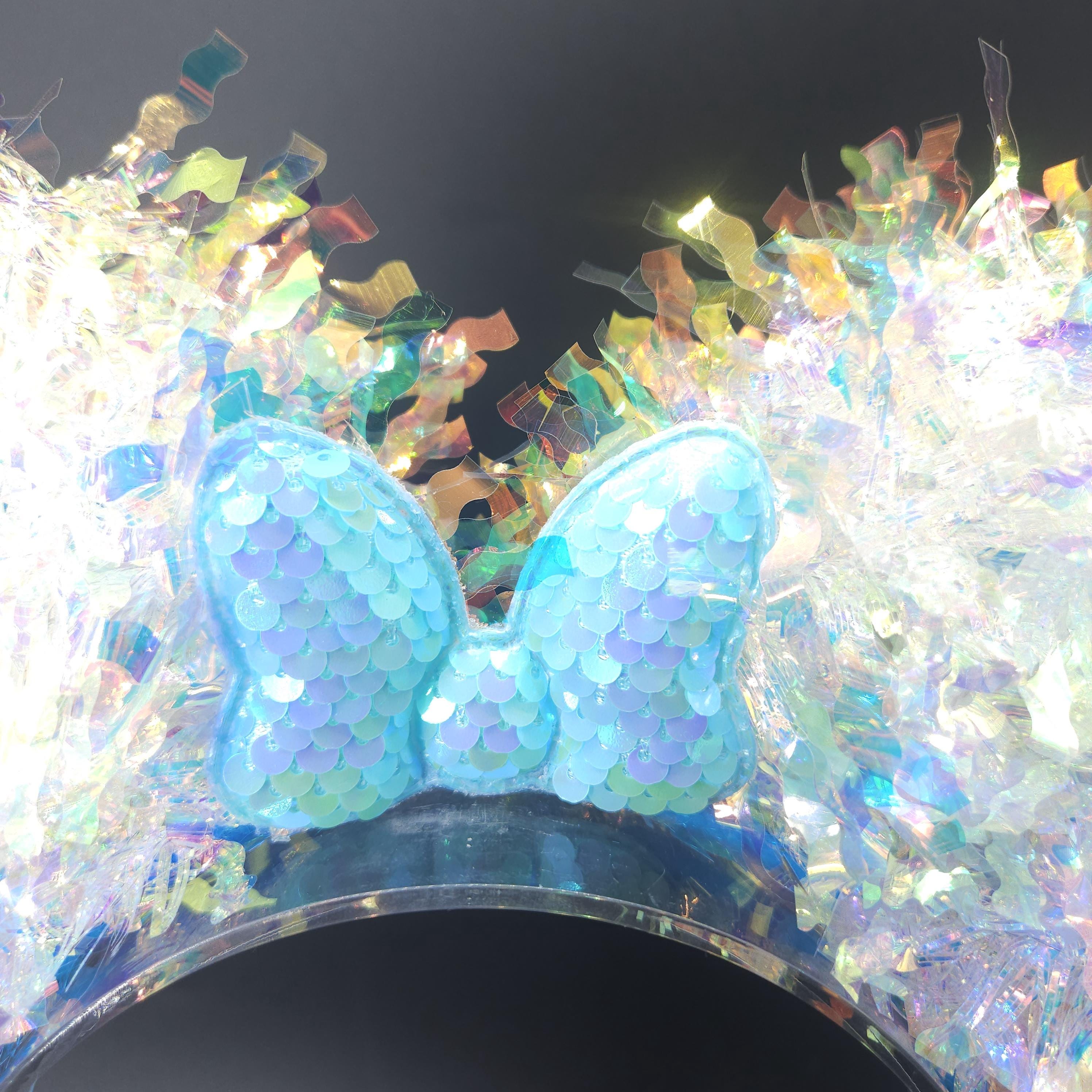 Blue Mickey Ears: Light Up Iridescent Princess Minnie Bow Headband