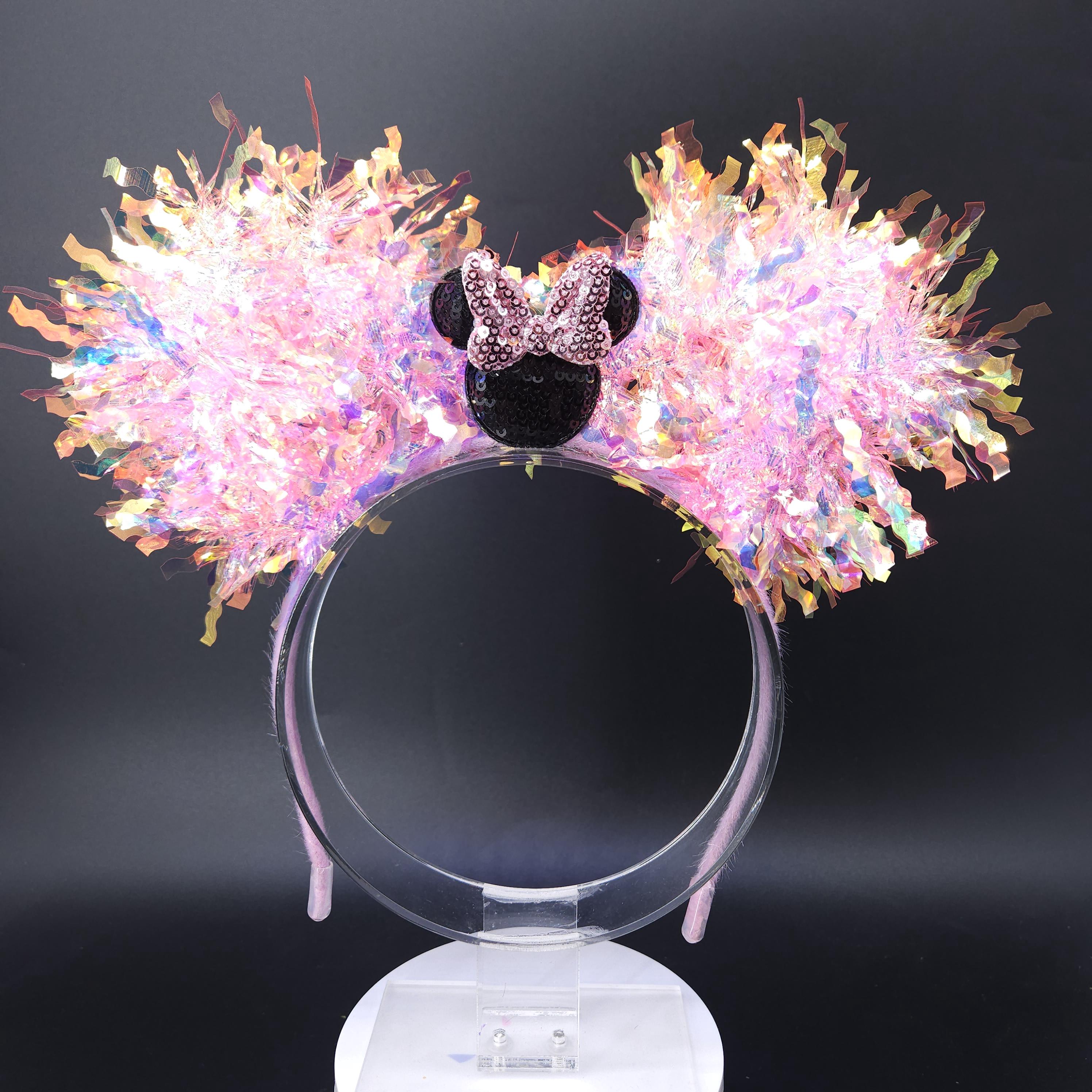 Pink Sequin Minnie Ears: Light Up Mickey Park Accessory Headband