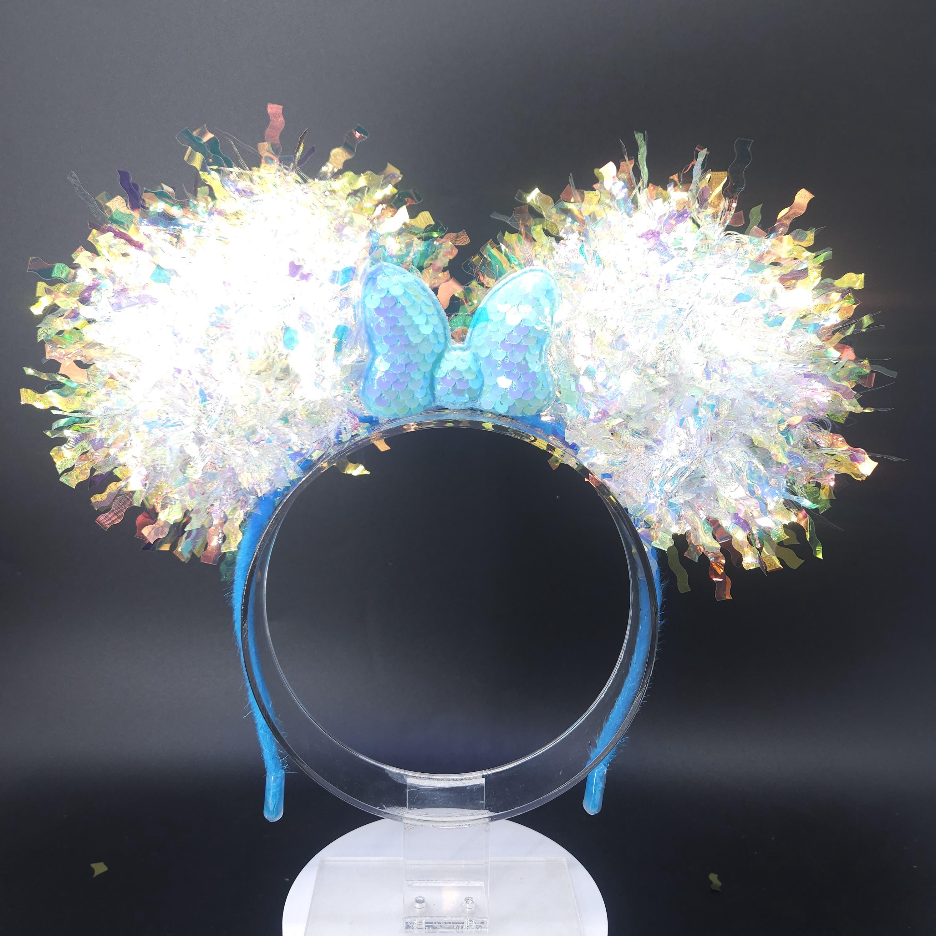 Blue Mickey Ears: Light Up Iridescent Princess Minnie Bow Headband