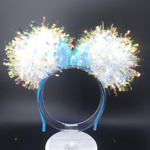 Blue Mickey Ears: Light Up Iridescent Princess Minnie Bow Headband