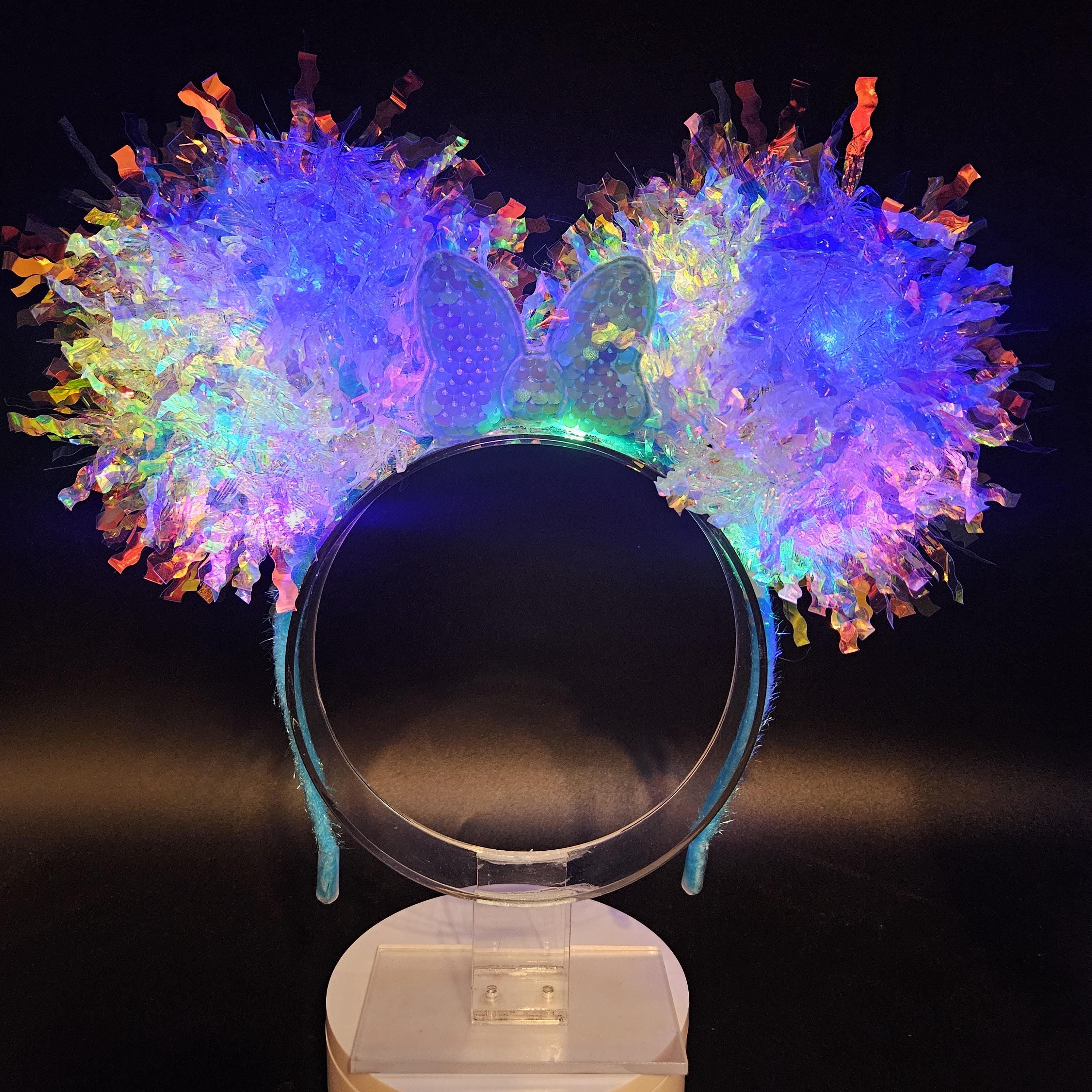 Blue Mickey Ears: Light Up Iridescent Princess Minnie Bow Headband