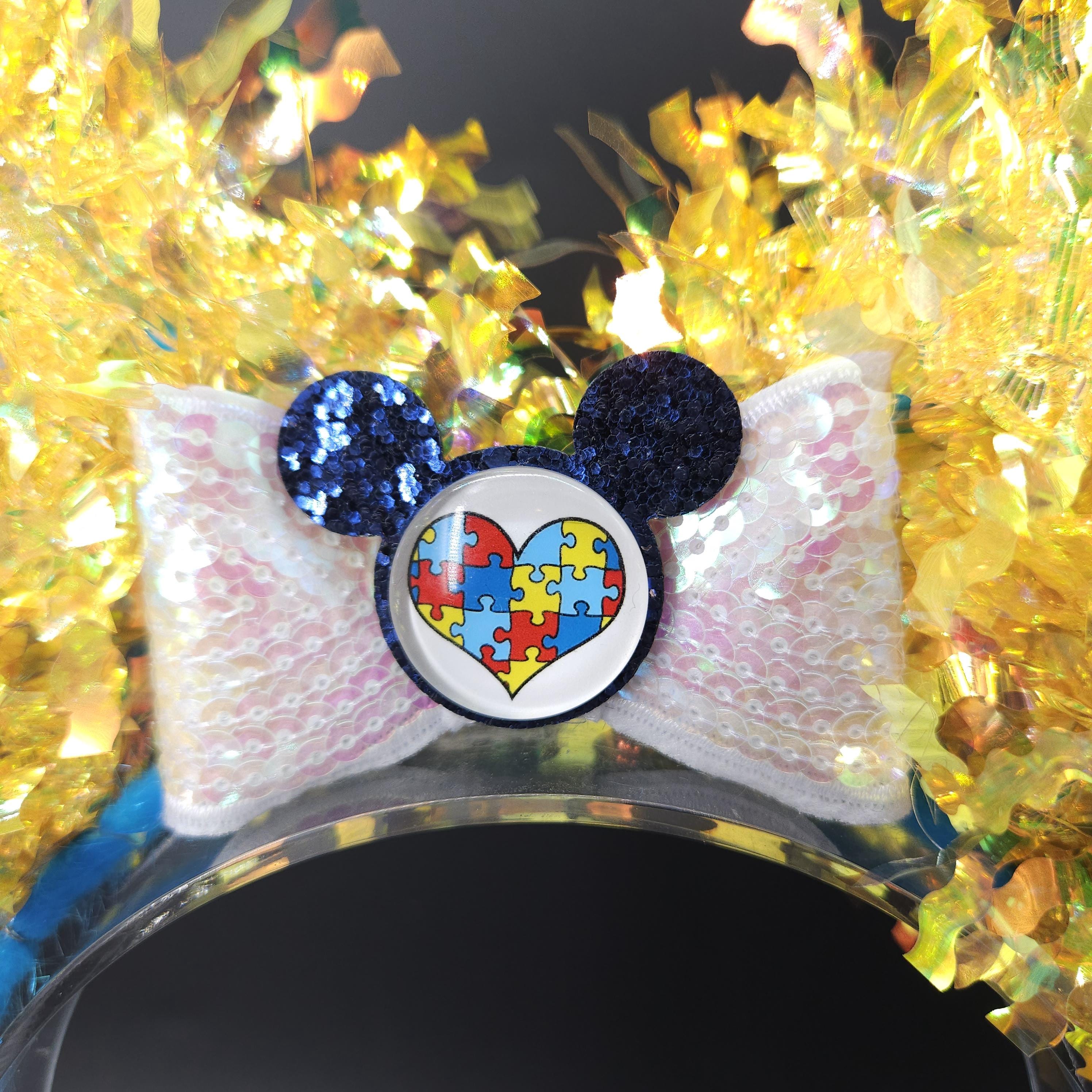 Autism Mickey Ears: Light Up Puzzle Heart Minnie Park Headband