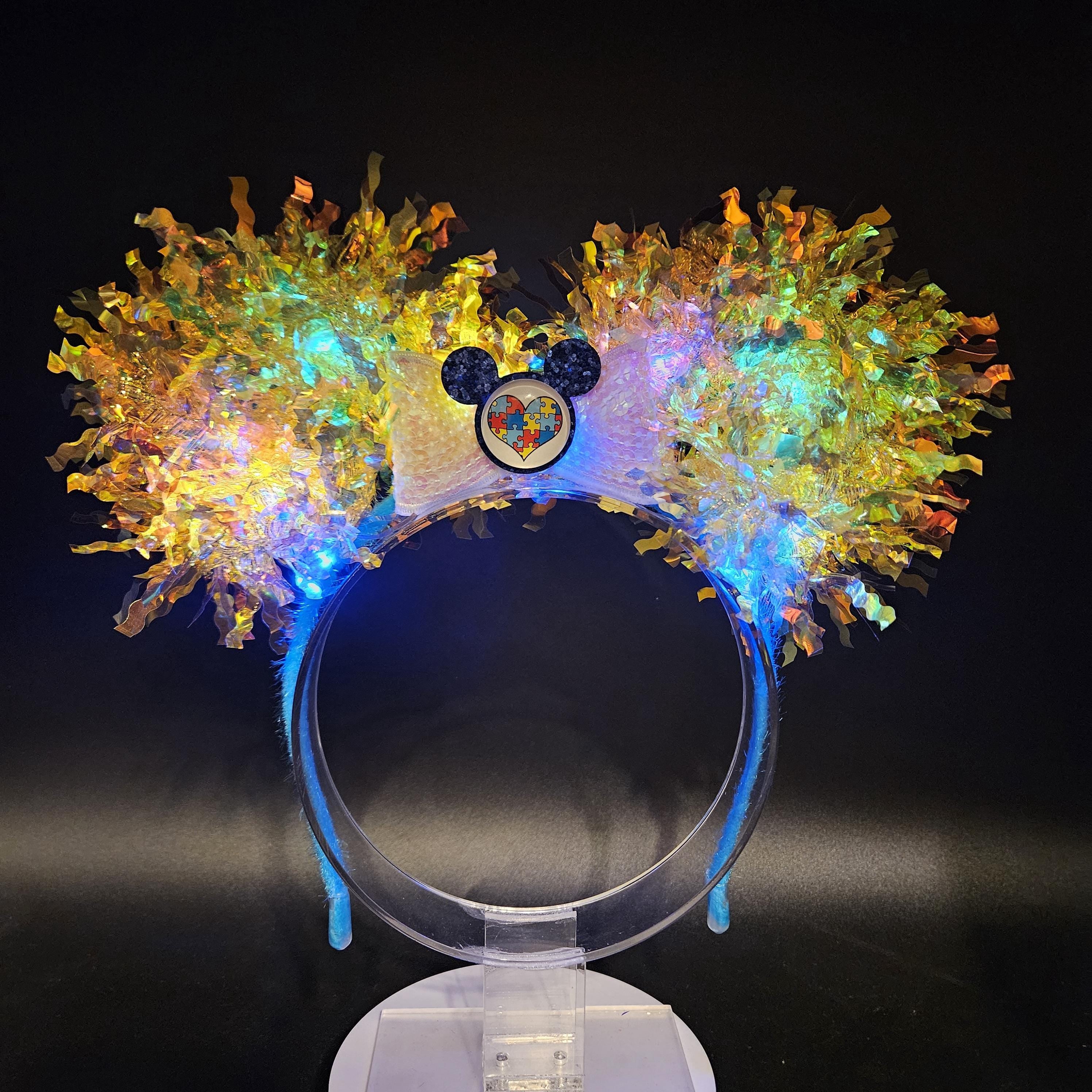 Autism Mickey Ears: Light Up Puzzle Heart Minnie Park Headband