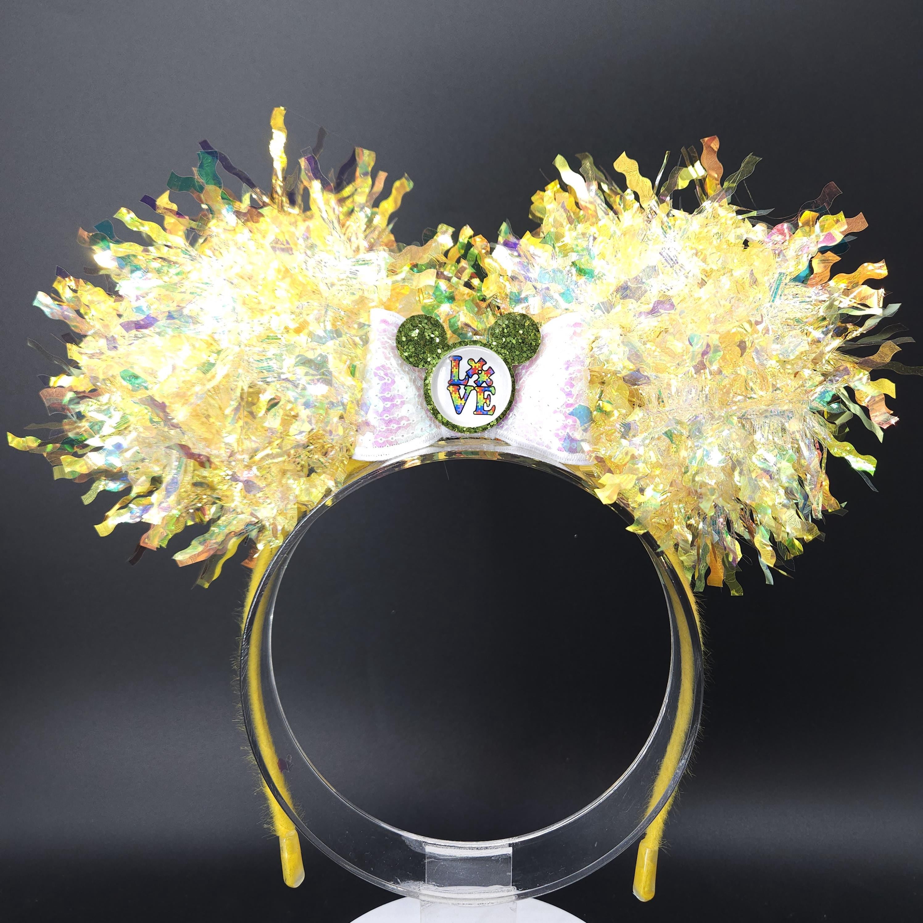 Light-Up Autism Mickey Ears - Holographic Puzzle Piece Minnie Park Headband