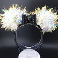 White Mickey Ears: Light Up Iridescent Park Headband