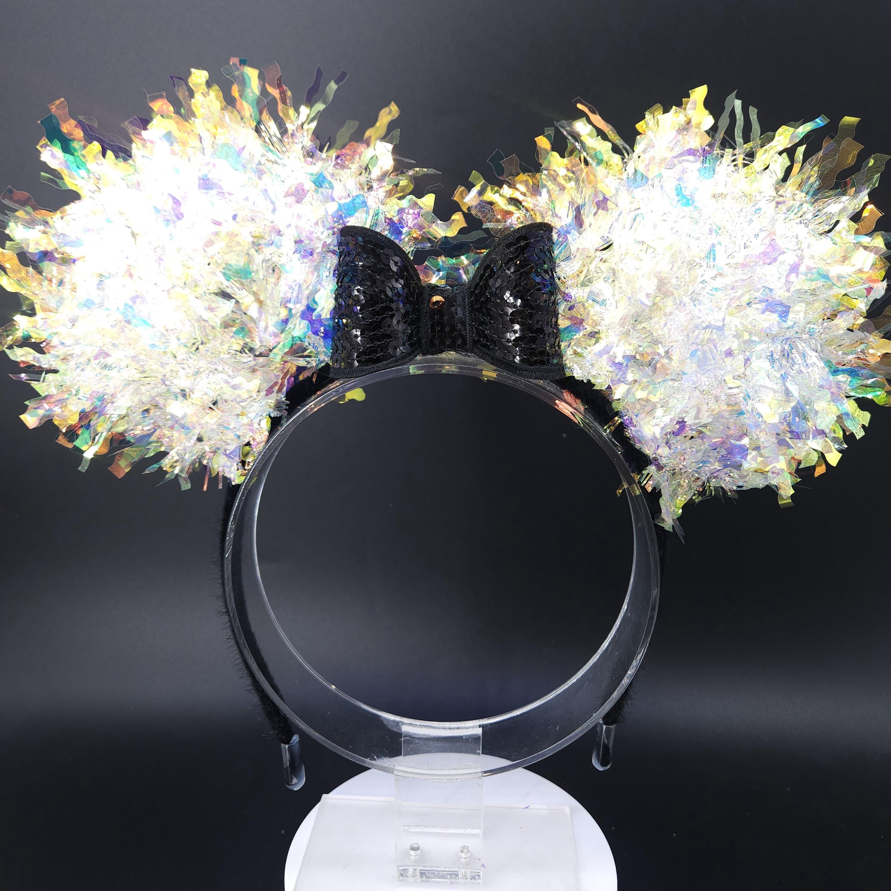 White Mickey Ears: Light Up Iridescent Park Headband