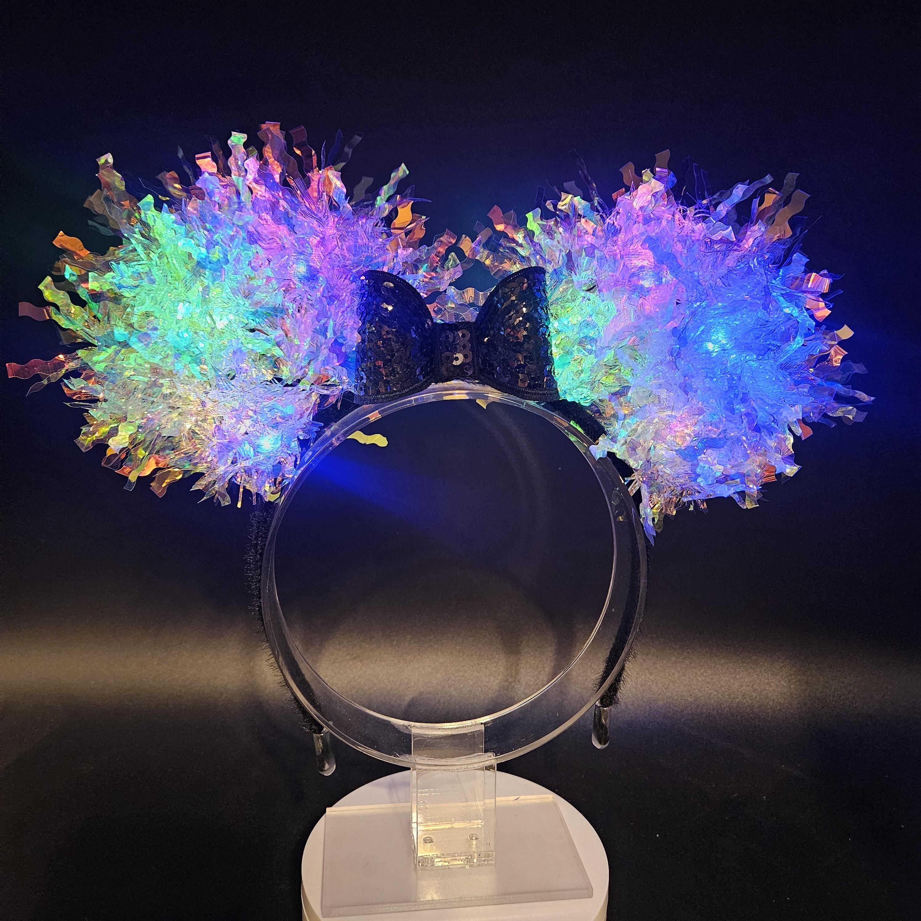 White Mickey Ears: Light Up Iridescent Park Headband