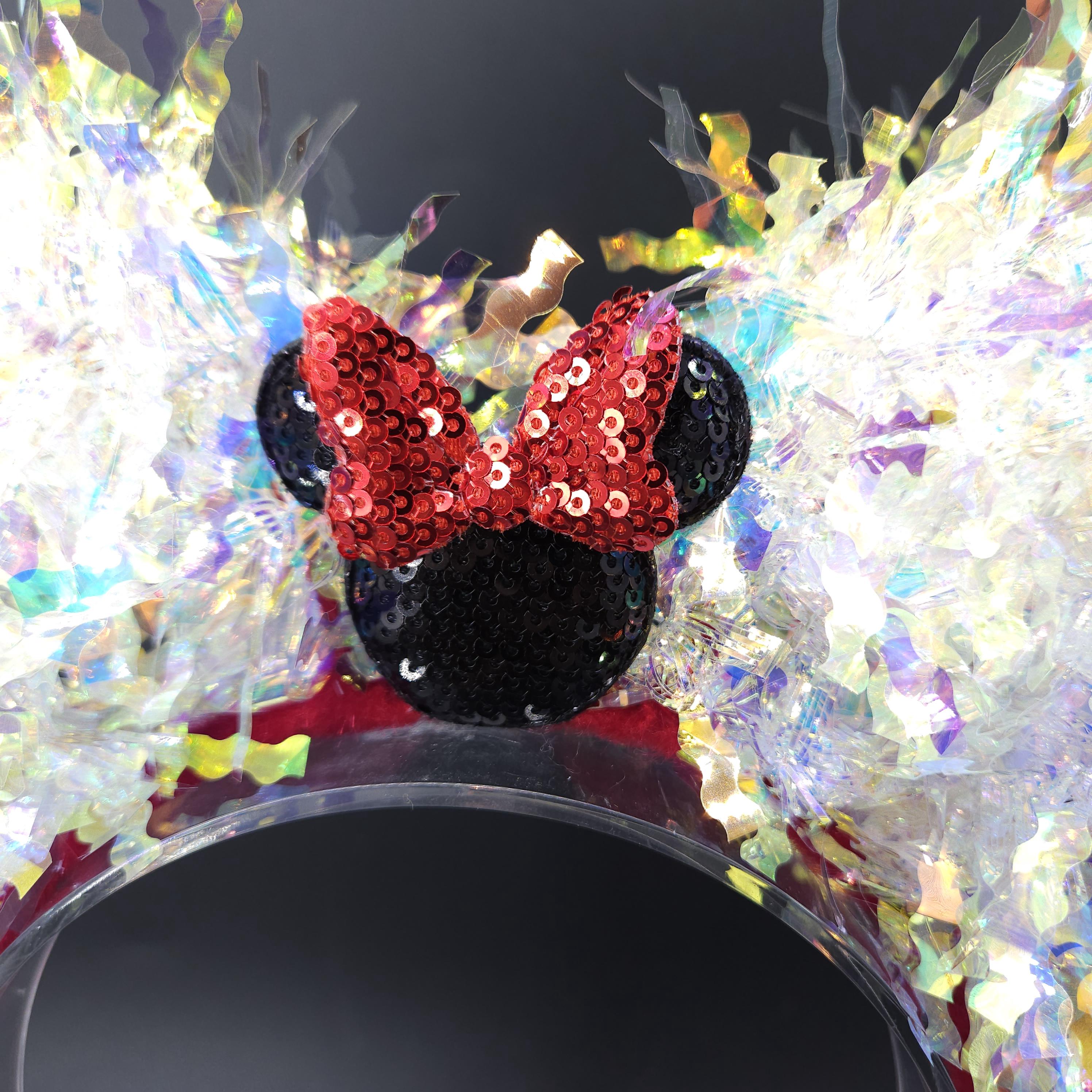 Red Sequin Minnie Ears: Light Up Mickey Park Accessory Headband
