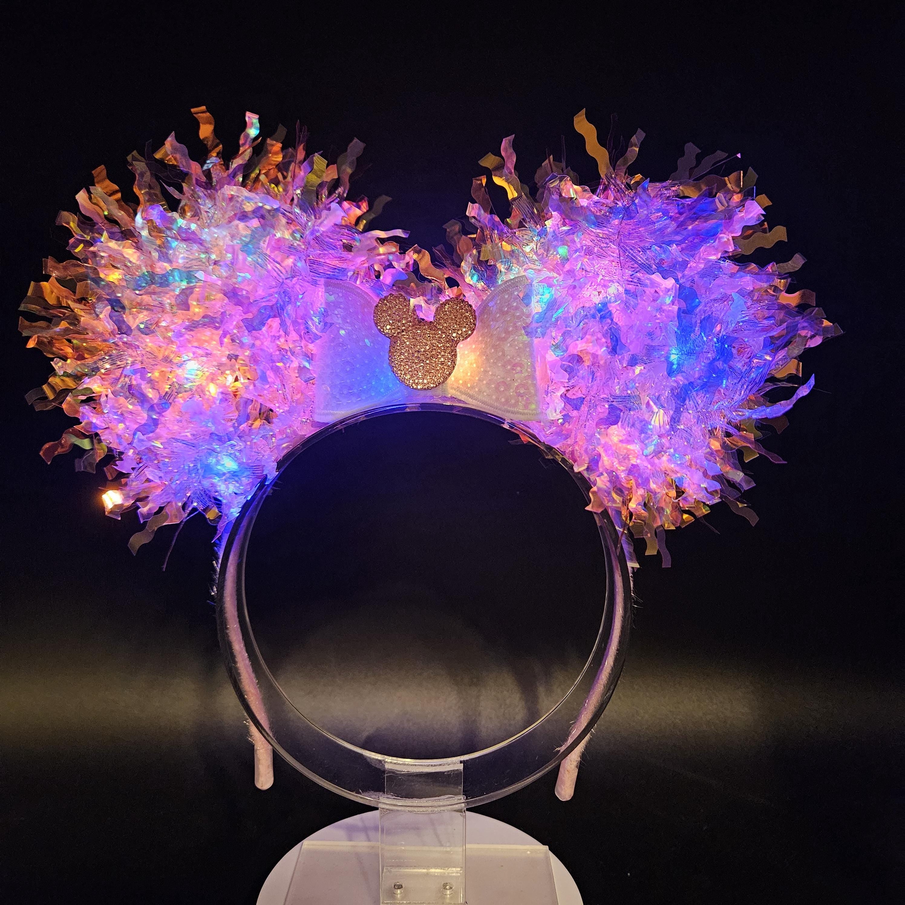 Pink Minnie Ears: Light Up Holographic Mickey Park Headband