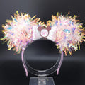 Light Up Breast Cancer Ribbon Mickey Ears - Holographic Pink Hope Headband