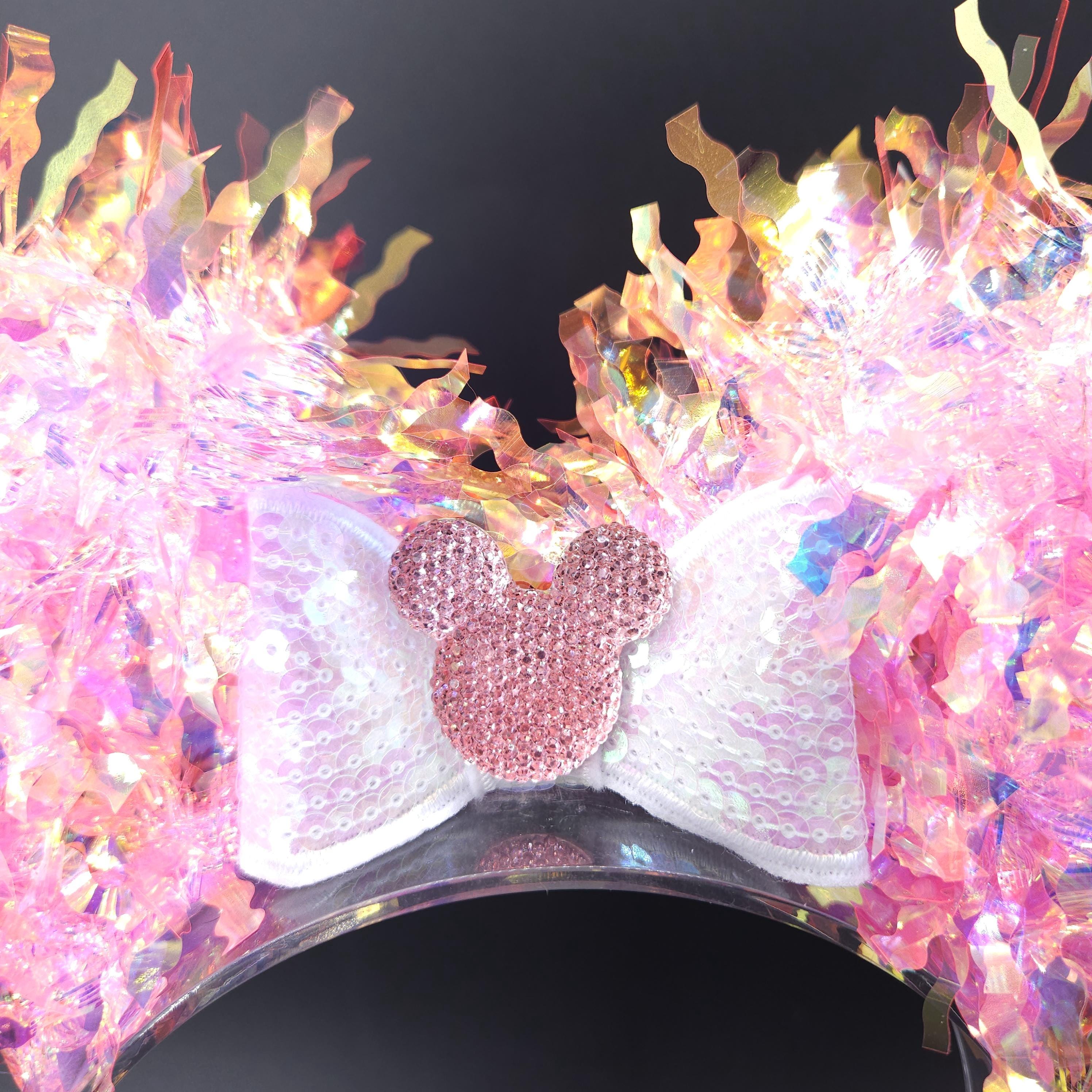 Pink Minnie Ears: Light Up Holographic Mickey Park Headband