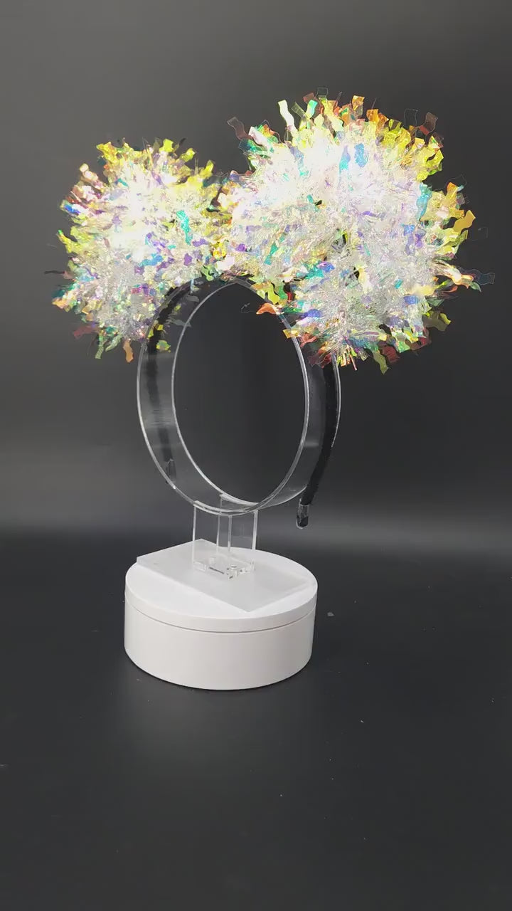 White Mickey Ears: Light Up Iridescent Park Headband