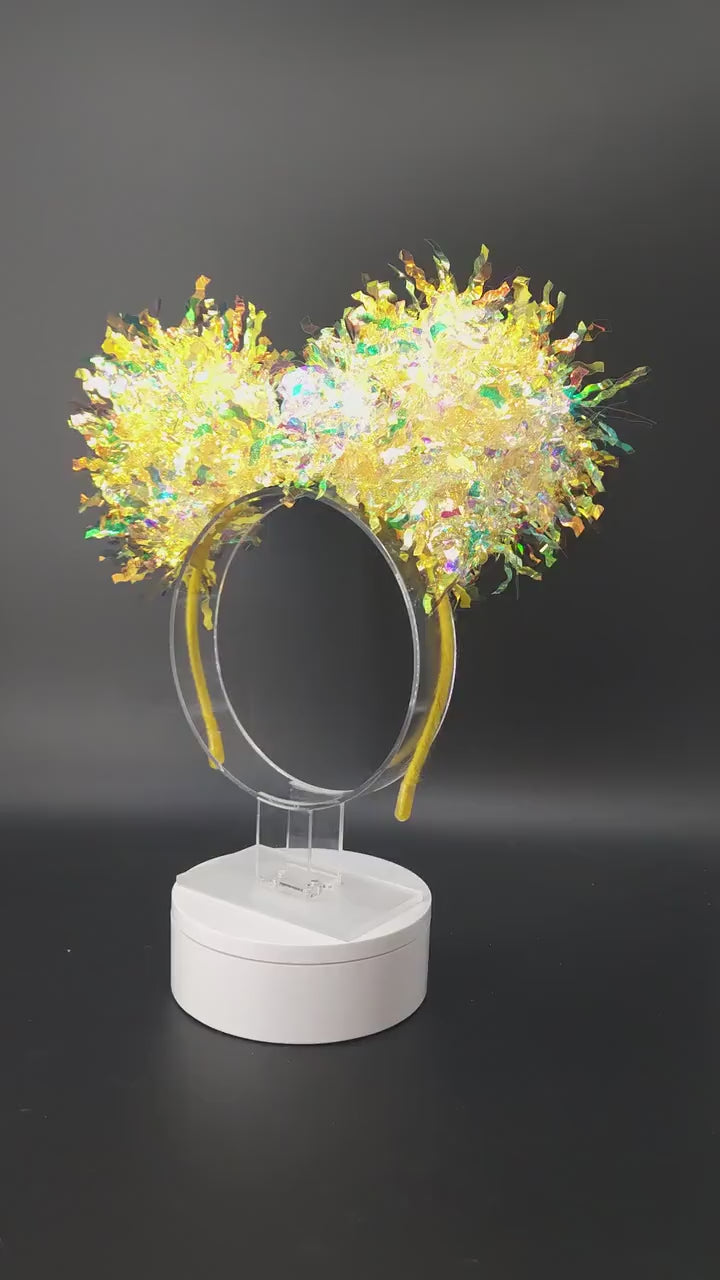 The Beast Mickey Ears: Iridescent Princess Belle, Yellow and Blue Park Headband