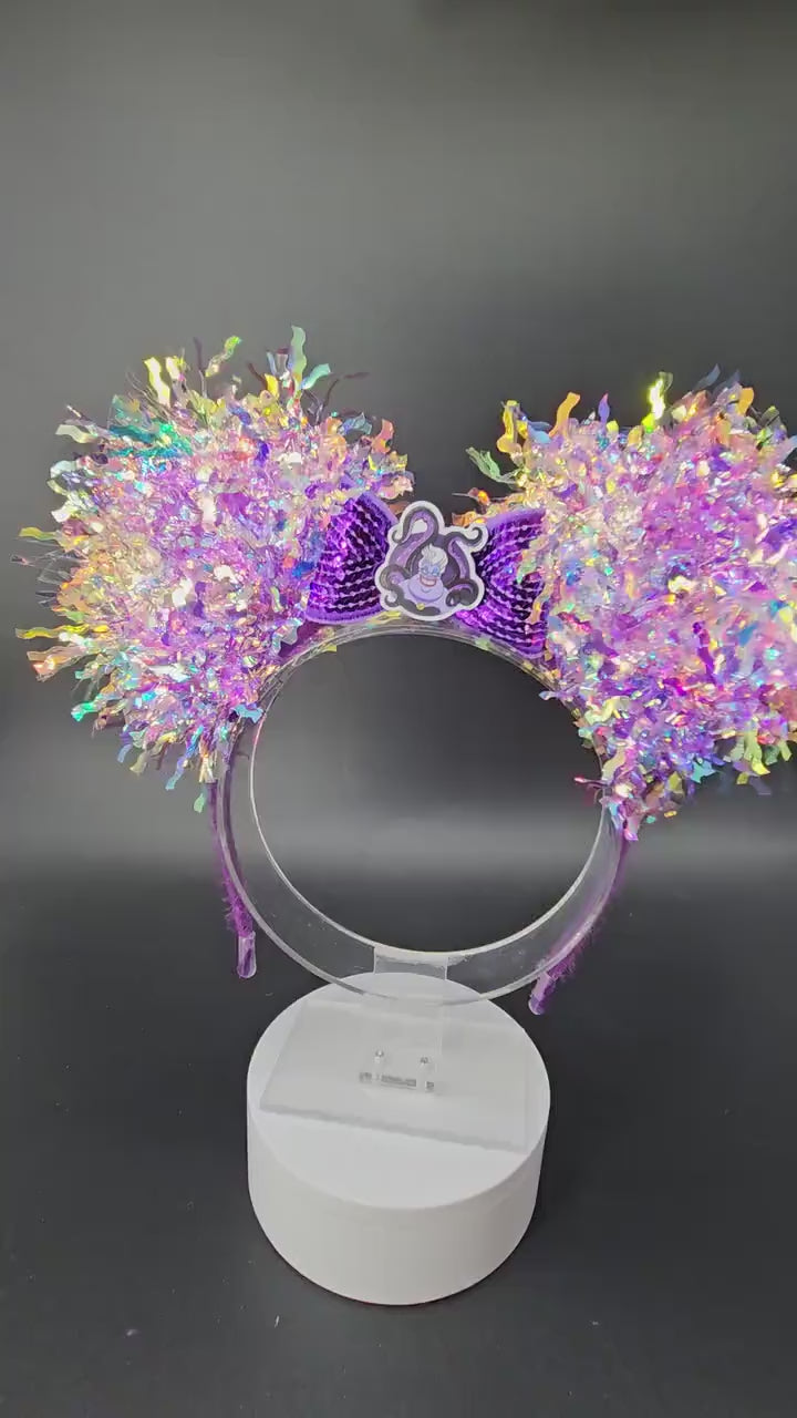 Ursula Mickey Ears: Light Up Iridescent Purple Villain Minnie Park Headband