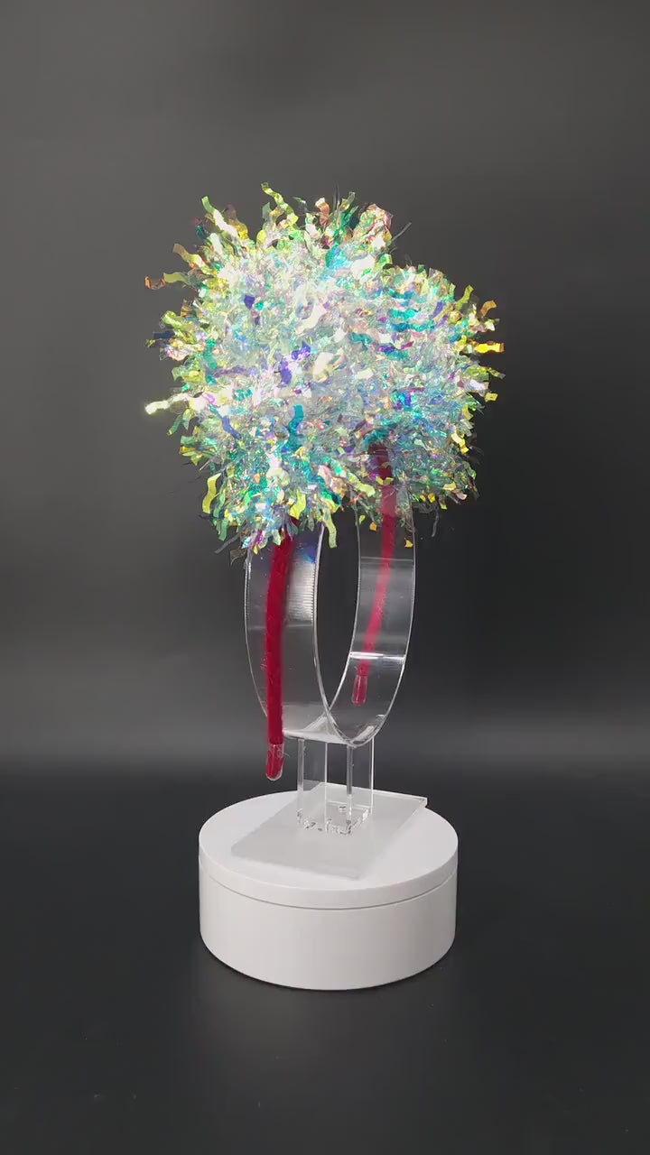 Christmas Stitch Santa Ears: Light-Up Candy Cane Holiday Iridescent Park Headband