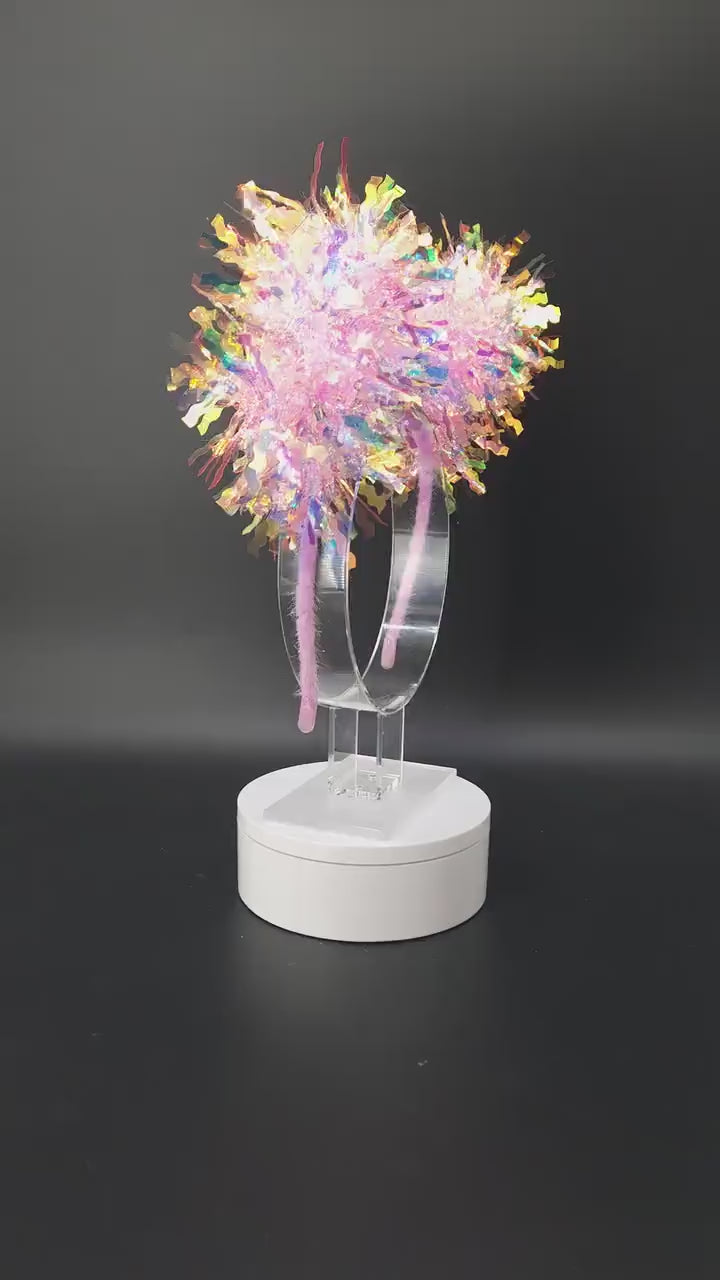 Light Up Breast Cancer Ribbon Mickey Ears - Holographic Pink Hope Headband