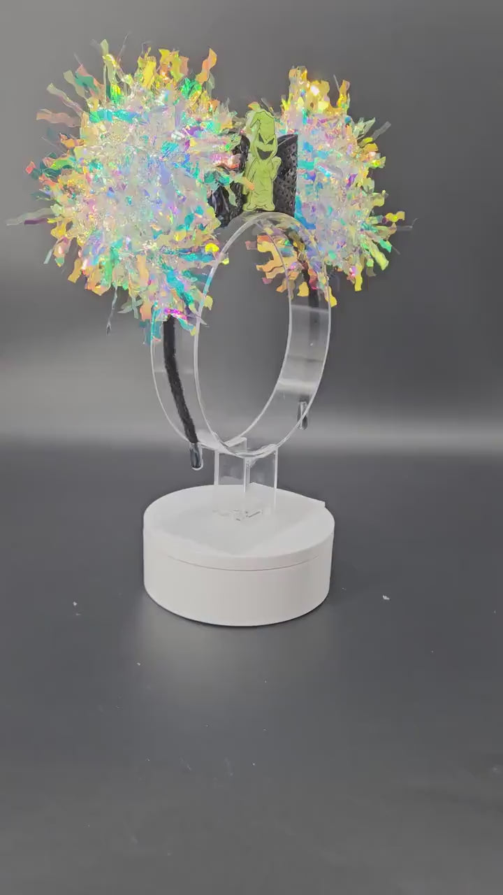 Oogie Boogie Light-Up Mickey Ears: Iridescent Nightmare Before Christmas DisneyBound Headband, Halloween Party Accessory