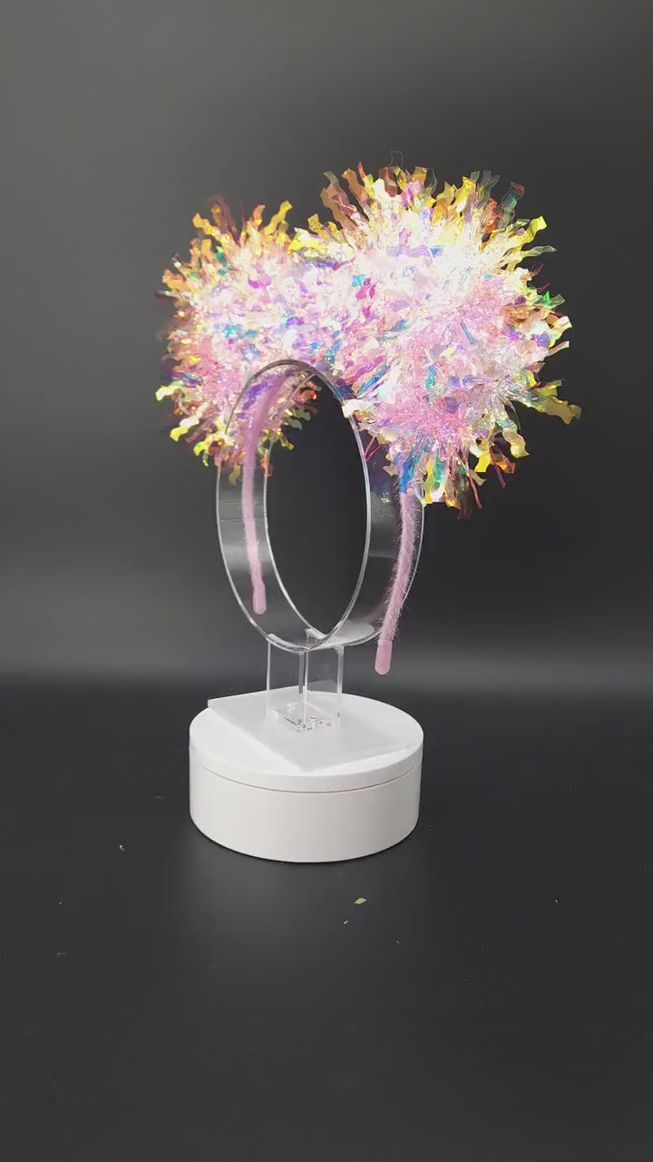 Pink Mickey Ears: Light Up Iridescent Minnie Bow Headband